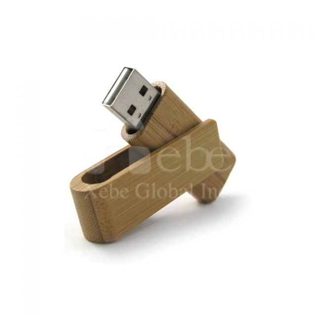 Spinning bamboo USB disks