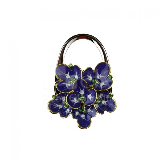 Purple flowers metal purse hook Personal gifts