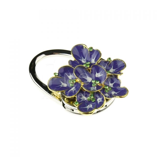 Purple flowers metal purse hook Personal gifts