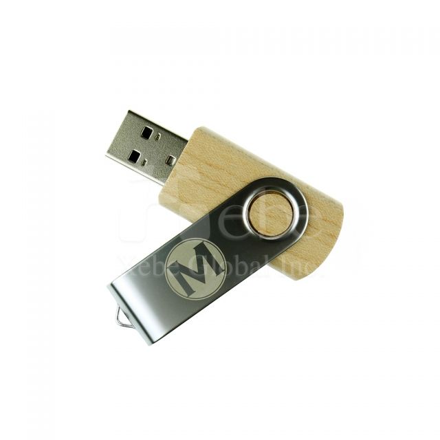 Spinning logo wooden USB 