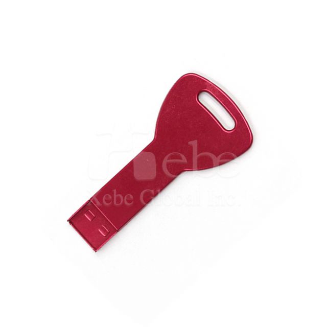 Key shaped red metal USB drive