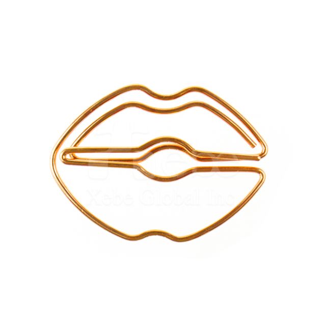 Gold pink lips shape Paperclip