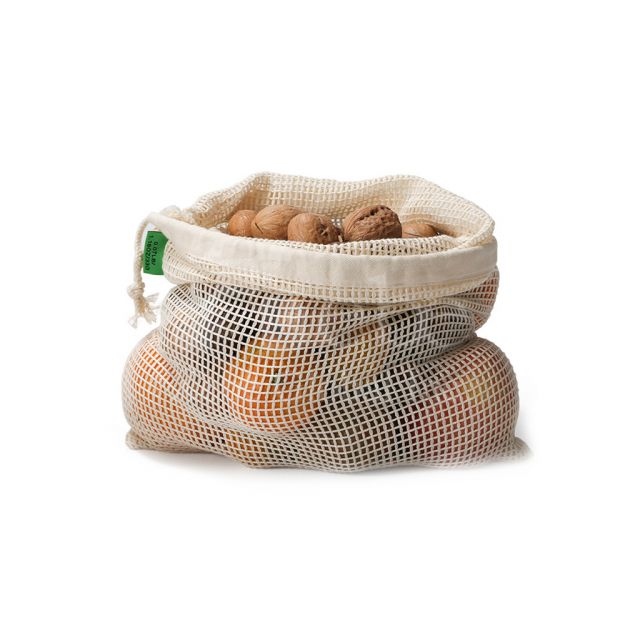 Cotton mesh drawstring shopping bag