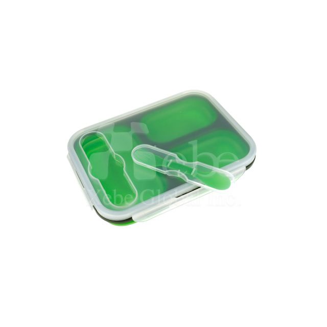 Custom green three-compartment plastic customized lunch box