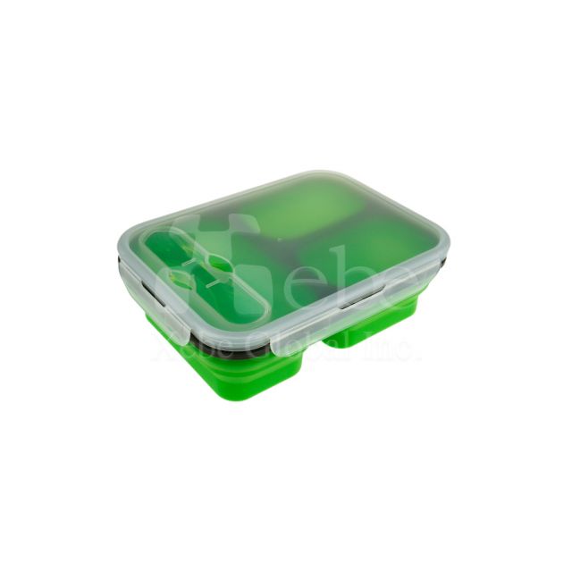 Custom green three-compartment plastic customized lunch box