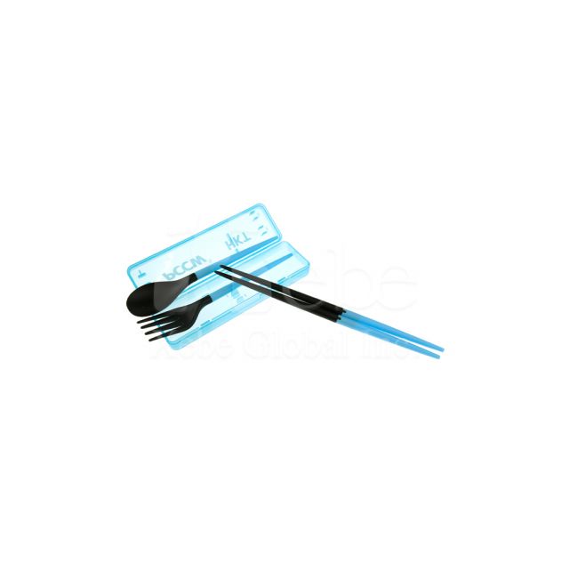 Blue plastic eco-friendly cutlery set