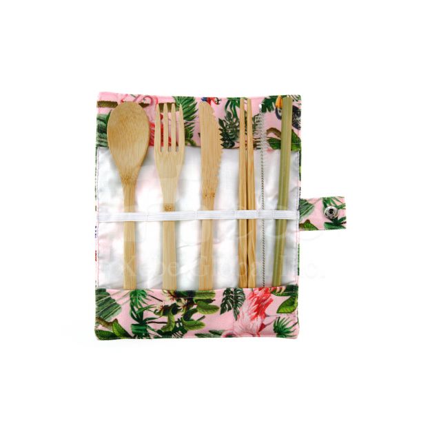 Bamboo environmental protection tableware set with cloth bag