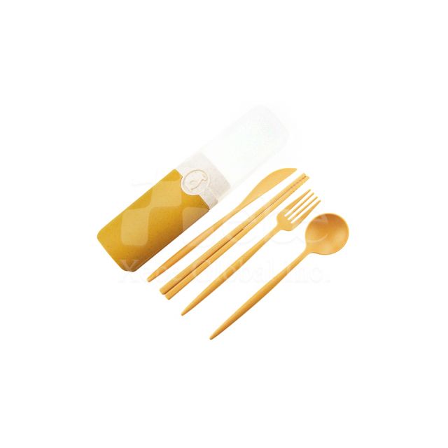 Yellow wheat material eco-friendly tableware set
