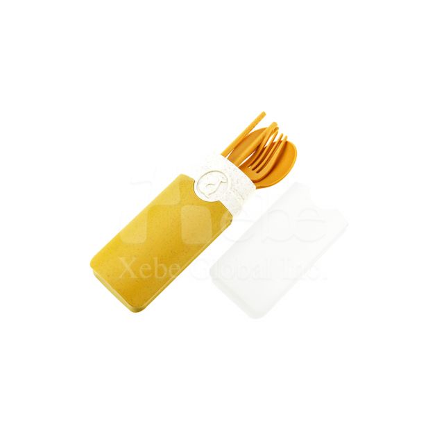 Yellow wheat material eco-friendly tableware set