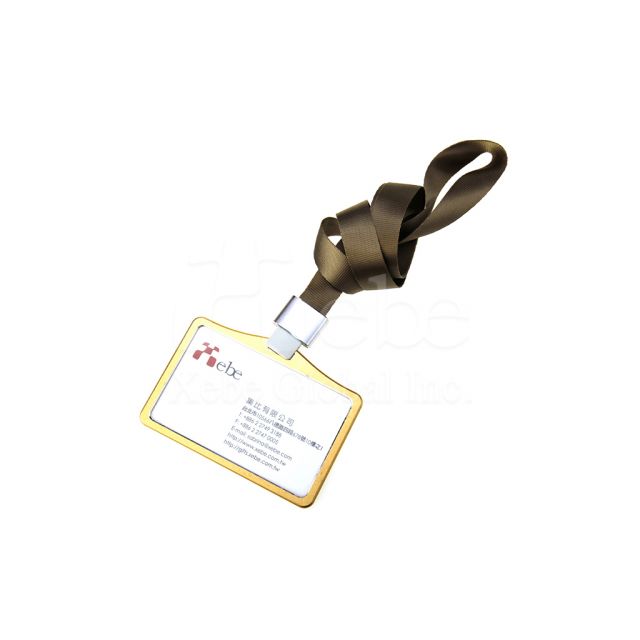 Metal lanyard card holder