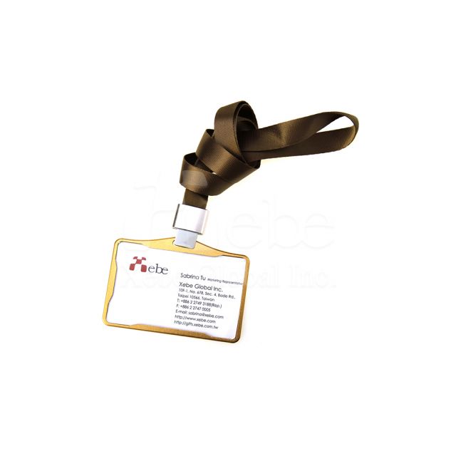 Metal lanyard card holder