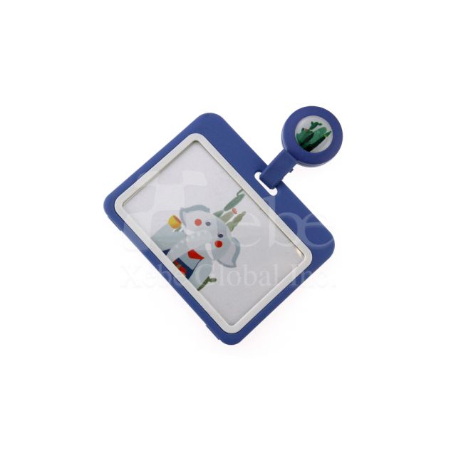Dark blue silicone adjustable lanyard card sleeve 