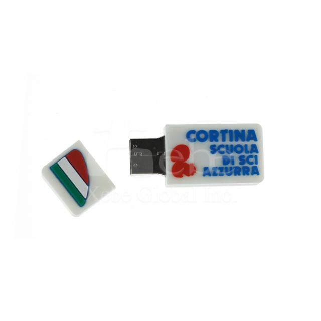 Closeup open custom logo USB
