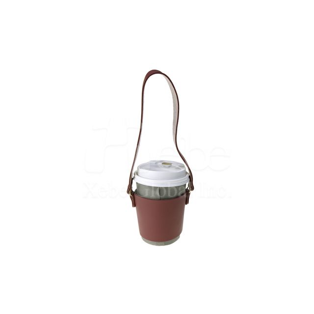 Coffee leather custom cup sleeve bag