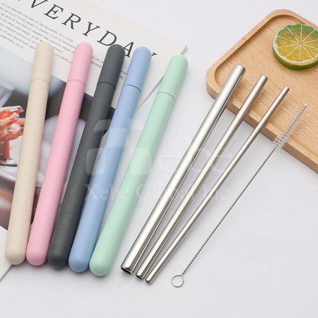 High quality gray wheat stalk metal straws eco friendly flatware