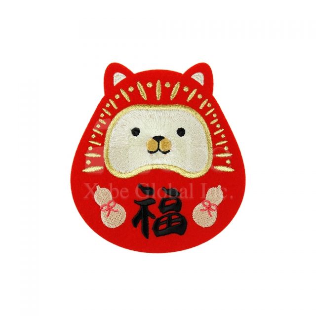 Lucky dog electric embroidery custom coasters Chinese new year gifts