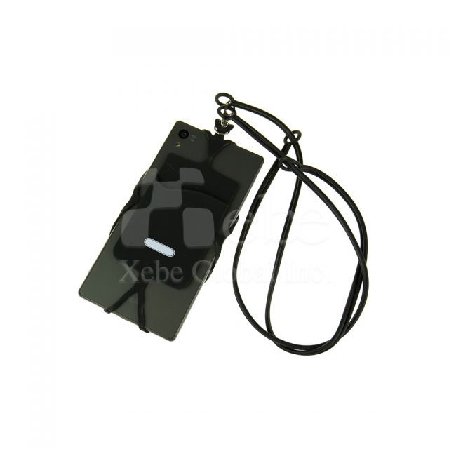 Multifunction silicone neck lanyard phone strap Custom silicone phone strap card holder 
