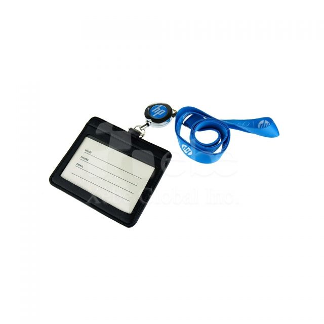 Custom black leather card holder 