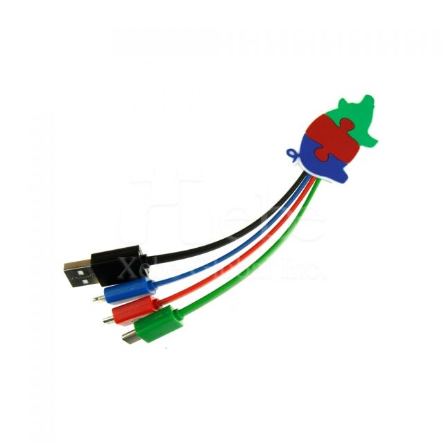 Custom shaped all in one USB charging cable
