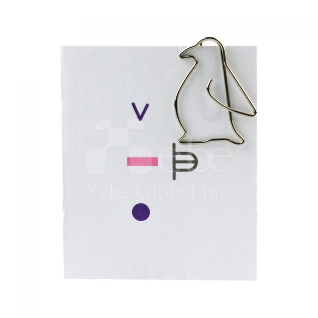 Custom penguin metal paperclip 