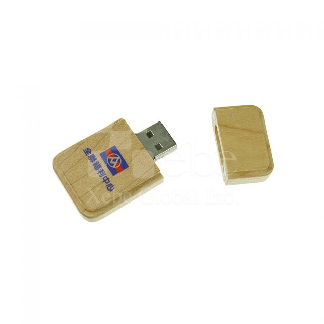 Custom square wooden USB drive