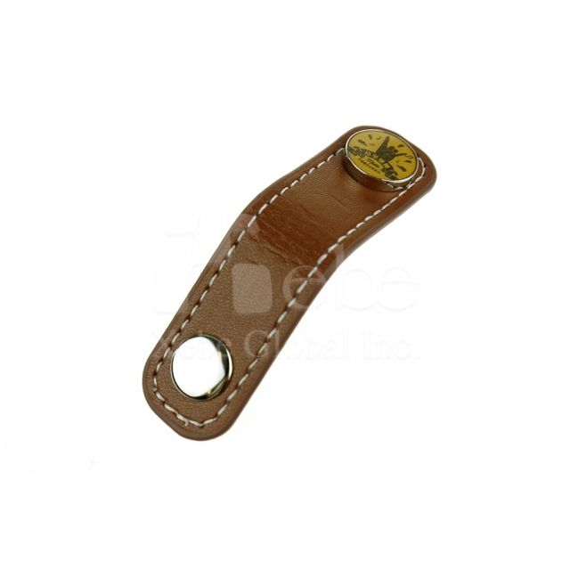 Logo leather ear phone cable winder 