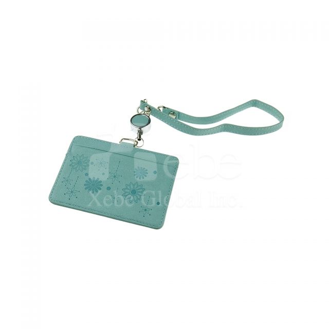 Custom light green retractable ID card holder