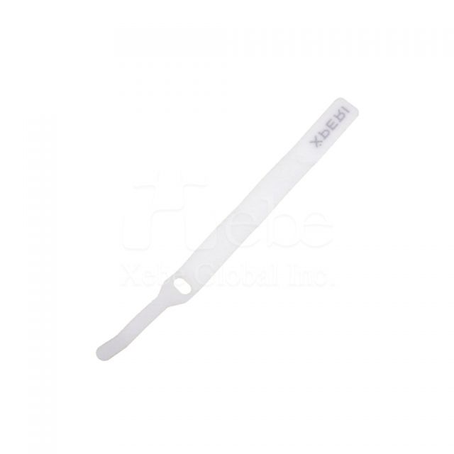Hook-and-loop fastener cable organizer with logo
