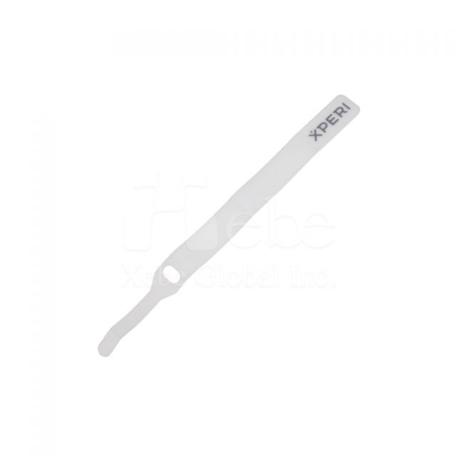 Hook-and-loop fastener cable organizer with logo