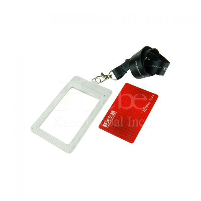 White straightly ID card holder 