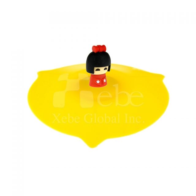 Custom figure silicone anti-seep cup lid