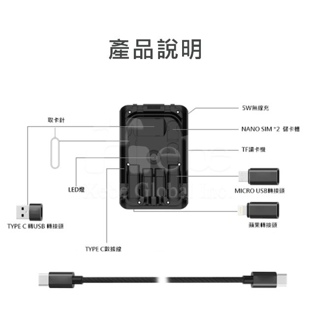 定制随行手机充电线组 定制便携充电线套装 