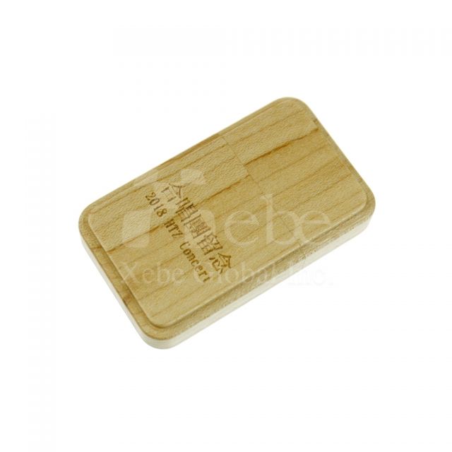 Square wooden USB with logo 