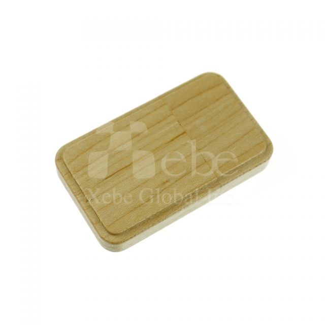 Square wooden USB with logo 