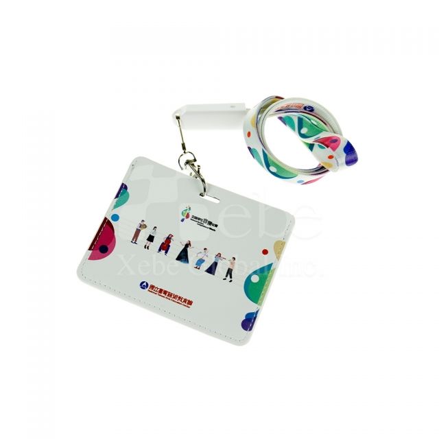 Custom white PU leather ID card holder