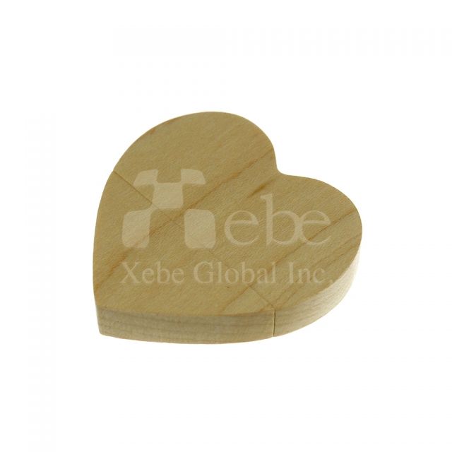 Custom heart wooden usb 