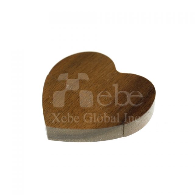 Heart shaped USB made y wood 