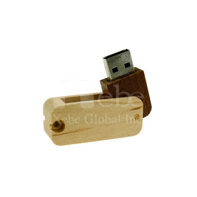 Retractable dark wooden USB