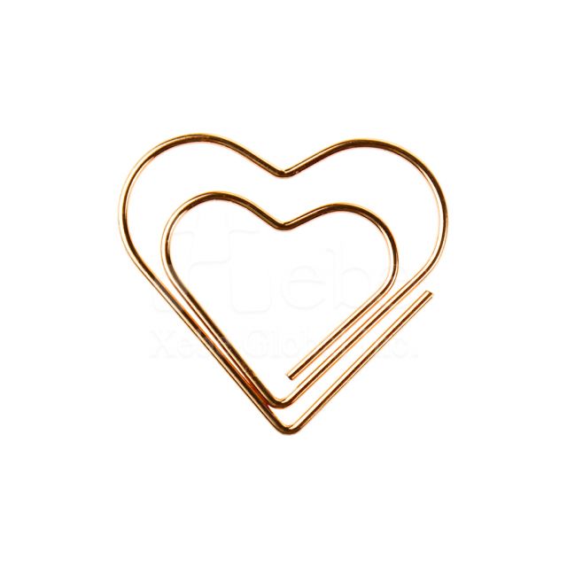 Double heart shape custom paperclip
