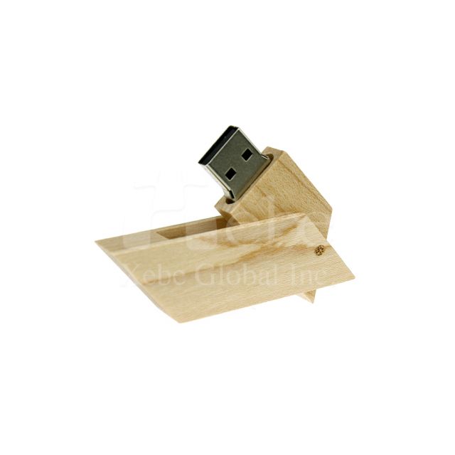 Rotating dustproof wooden USB