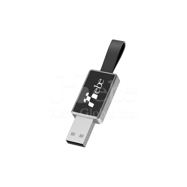 Flashing flash drive with black strap