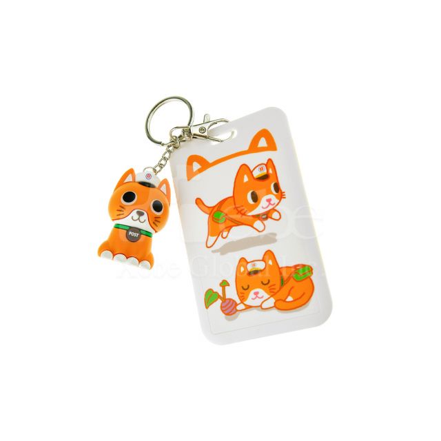 Custom card holder with cat 3d key ring