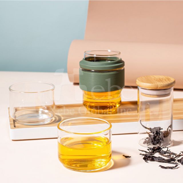 Customized LOGO glass tea cup