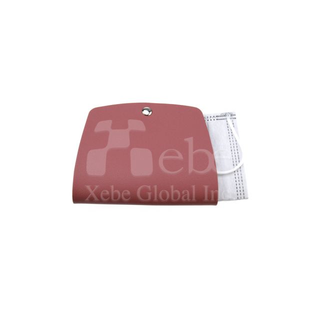 Dark pink leather mask wallet