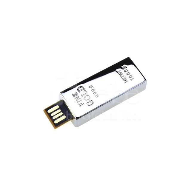 Silver bullion bar metal USB disk