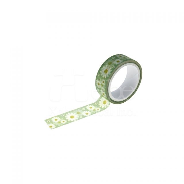 green background with daisy custom washi tape
