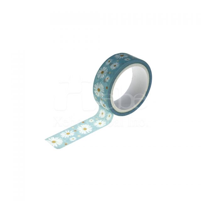 blue background with daisy custom washi tape