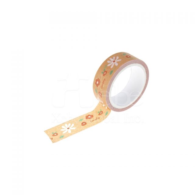 orange background with flowers custom washi tape