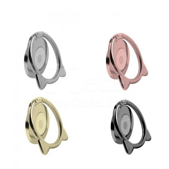 custom silver cat ear silver phone ring stand