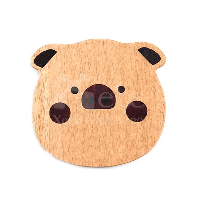 pig custom wooden coaster